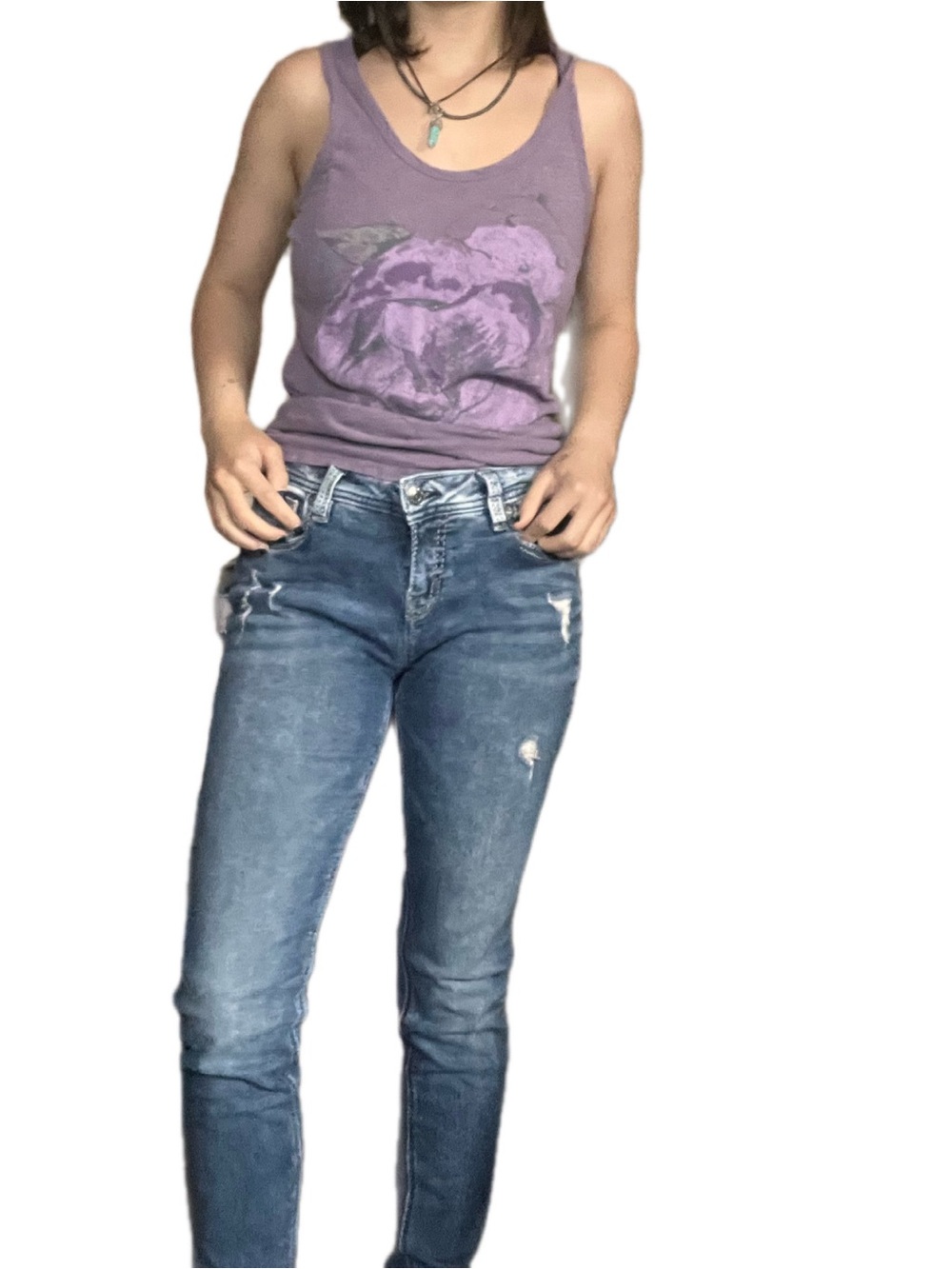 Silver Jeans Women’s Skinny Distressed Blue Denim